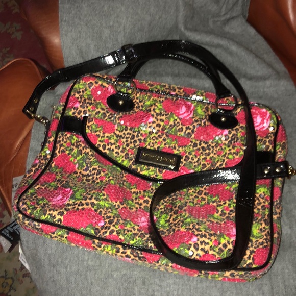 Betsey Johnson leopard/rose shoulder bag - Picture 2 of 4